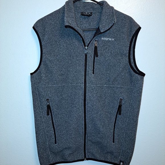 Solaris Other - Solaris Mens Gray Full Zip Fleece Vest Polyester 3 Zip Pockets Size Medium